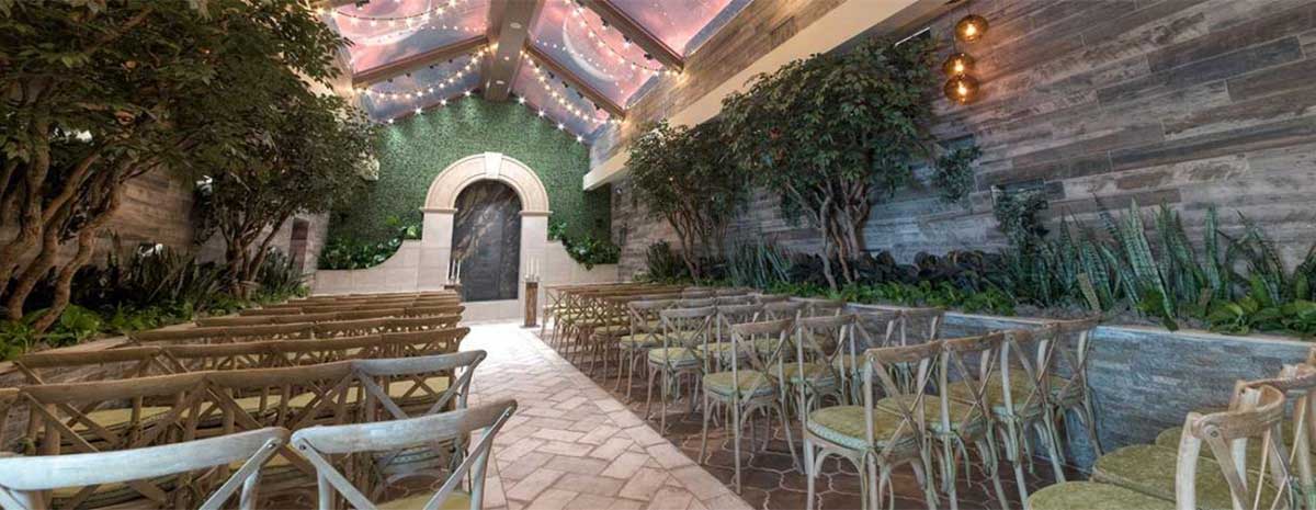 the glass garden at the chapel of flowers in las vegas, NV