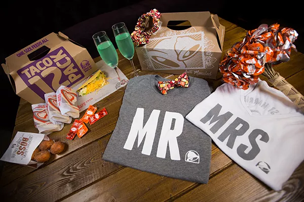 party favors and food from a taco bell wedding in las vegas