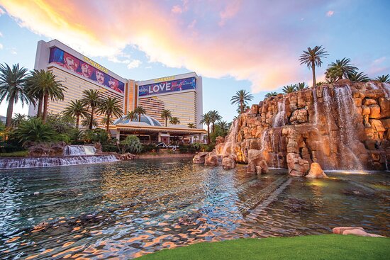 the mirage hotel and casino as seen from the pool